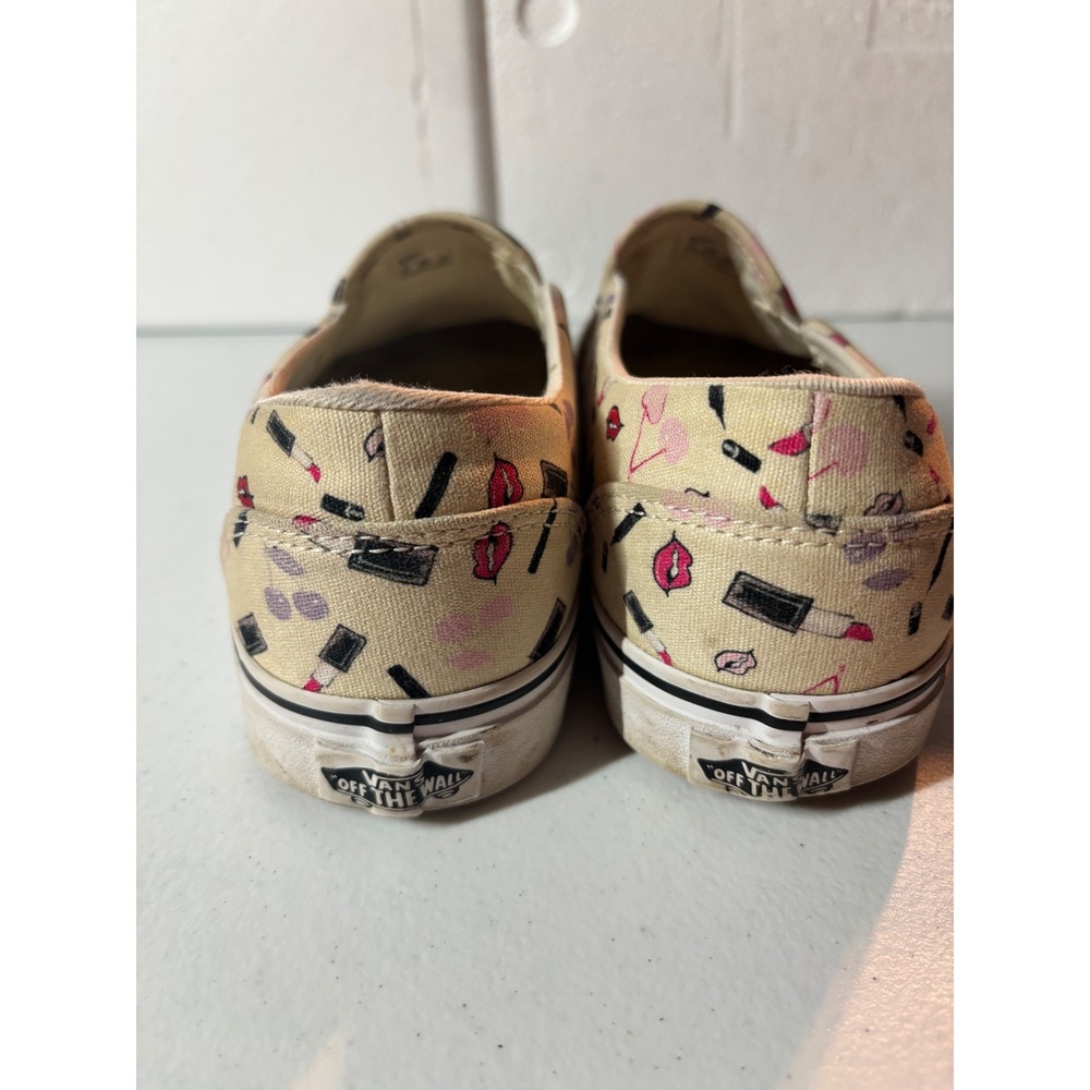 Vans Slip On Shoes Women's Size 9 Makeup Lipstick Kiss Lips Print Casual - Picture 4 of 9